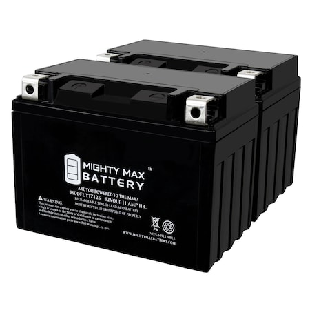 YTZ12S 12V 11Ah Replacement Battery Compatible With Honda Battery VT750/ 1000/ 110011300 - 2PK